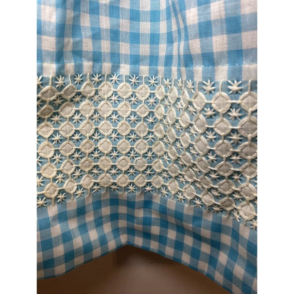 BLUE EMBROIDERY HALF APRON with pocket Vintage‎